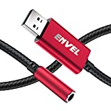 ENVEL USB to 3.5mm Jack Audio Adapter,USB to AUX,External Stereo Sound Card for PS4/PS5/PC/Laptop, Headphone Adapter with Built-in Chip TRRS 4-Pole Mic-Supported