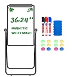 Yaheetech Stand White Board Magnetic 36x24 inches Dry Erase Board Double Sided Adjustable Flipchart Easel Portable Whiteboard with Flipchart Hook for Tabletop Presentation Discusssion Meeting Teaching