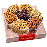 Holiday Christmas Nuts Gift Basket in Red Box (7 Piece Set, 2 LB) Xmas 2021 Idea Arrangement Platter, Birthday Care Package Variety, Healthy Food Kosher Snack Tray for Adults Women Men Prime