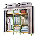 YOUUD Portable Closet 65 Inches Potable Wardrobe Clothes Closet, Colored Rods and Europe Pattern Cover Storage Organizer, Quick and Easy to Assemble, Extra Sturdy, Strong and Durable