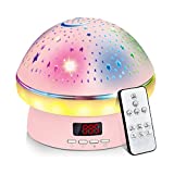 Star Projector Night Light for Kids, Remote Control and Timer Design Night Light Projector for Ceiling, 360 Degree Rotating 8 Color Changing and Dimmable Moon Light for Children Birthday Party, Pink