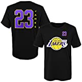 Outerstuff Lebron James Los Angeles Lakers #23 Youth Vertical Player Name & Number T-Shirt Black (Youth Small 8)