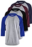 TOP LEGGING Men's 4 Pack Regular Fit 3/4 Sleeve Baseball T-Shirt -Cotton Raglan Jersey S-5XL - 2XL