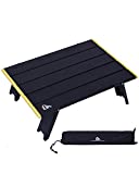 iClimb Ultralight Compact Mini Beach Picnic Folding Alu. Table with Carry Bag, Two Size (Black - S)