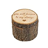 AUEAR, Wooden Ring Box Rustic Ring Bearer Wedding Band Holder for Wedding Gift Jewelry Box