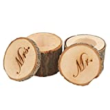 Set of 2 Wooden Printed Wedding Ring Box - Rustic Ring Bearer Box for Valentines Day Anniversary Engagement Wedding Gift Jewelry Box (Mr and Mrs)