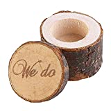 Sinen Wood Wedding Ring Box, Wedding Ring Bearer, Wedding Box for Rings, Rustic Ring Box,Small Size and Hand Grip(Lid Doesn’t Stay on Top)