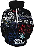 Chaos World Men's Novelty Hoodie Long Sleeves 3D Funny Graphic Print Sweatshirt Pullover(X-Large,Graffiti)