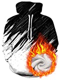 uideazone Unisex 3D Black White Graffiti Hoodies for Men Women Pullover Sweatshirt Hooded Jacket Small