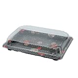 EcoQuality Black Sushi Trays with Lids 7.25 x 5 Inch - Disposable Sushi Packaging Box, Carry Out Container, Take Out Boxes, Black Plastic To Go Containers, Entrees, Appetizers or Desserts (50)