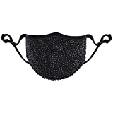 SAILA Halloween Kunoichi Masquerade Mask - Fashion Reusable Rhinestone music festival mask For Lady (Black/Crystal-02)