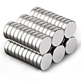 JARLINK 60 Pcs Refrigerator Magnets, Mini Premium Brushed Nickel Fridge Magnets, Multi-Use Small Round Magnets for Fridge, Dry Erase Board, Whiteboard at Home/Office/School (10mm × 2.6mm)