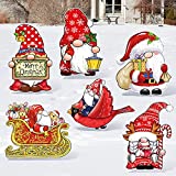 6 Pieces Christmas Gnomes Yard Signs Merry Christmas Outdoor Lawn Decoration Santa Claus Holiday Yard Decorations Xmas Outside Yard Stakes Large Santa Patio Signs for Home Lawn Pathway Holiday Party