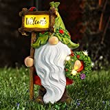Grovind Garden Gnomes Statue, Outdoor Gnomes Figurines with Welcome Sign Solar Statues LED Lights Large Gnomes Garden Decorations for Patio Yard Porch Ornament Gift, 12 inch