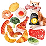 Peteast Dog Squeaky Toys, Plush Dog Toy Pack, Stuffed Puppy Chew Toys 12 Dog Toys Bulk with Squeakers, Soft Food Shape Pet Toy for Small Medium Dogs (12 Pack)