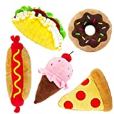 Downtown Pet Supply - Stuffed, Squeaky, Crinkle, Cute Food Dog Plush Chew Toy Set for Puppies, Small, and Medium Dogs