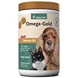 NaturVet – Omega-Gold Plus Salmon Oil | Supports Healthy Skin & Glossy Coat | Enhanced With DHA, EPA, Omega-3 & Omega-6 | For Dogs & Cats | 180 Soft Chews