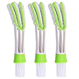 Mini Duster for Car Air Vent, Set of 3 Automotive Air Conditioner Cleaner and Brush, Dust Collector Cleaning Cloth Tool for Keyboard Window Leaves Blinds Shutter Glasses Fan