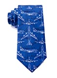 Men's Microfiber Boeing 747 Airplane Plane Pilot Tie Necktie (Blue)
