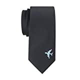 Men's embroidered Airplane Black Necktie Tie Neckwear Aviation Ties for men