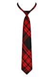 Unisex Pre-Tied Adjustable Stripe Plaid Necktie (Red black)