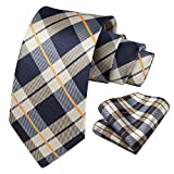 Ties for Men Plaid Checkered Tie and Handkerchief Classic Woven Business Formal Wedding Necktie Pocket Square Set