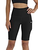 ODODOS Women's 9" High Waisted Biker Shorts with Pockets, Tummy Control Non See Through Workout Sports Athletic Running Yoga Shorts, Plus Size, Black, XXX-Large