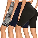 GAYHAY 3 Pack Biker Shorts for Women - 8" High Waisted Tummy Control Workout Shorts for Athletic Running Cycling Yoga