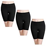 wirarpa Women's Cotton Boy Shorts Underwear Anti Chafing Soft Biker Short Long Leggings Under Shorts Black 3 Pack Large