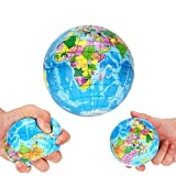 Koogel 3" Globe Squeeze Stress Balls (24 Pack) Earth Ball Stress Relief Toys Therapeutic Educational Balls Bulk