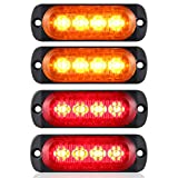 Aluminum Housing Red Amber LED Trailer Clearance and Side Marker Lights, AT-HAIHAN DOT Compliant Waterproof Surface Mount Front Rear Lighting for Truck Tractor Motorcycle Van RV