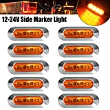 ALFU 10PCS Amber DC12V-24V 4 LED Side Marker Indicator Lights Lamp Front Rear Tail Clearance Lamp Interior Lights with Chrome Bezel Universial for Auto Car Bus Truck Lorry Trailer Boat Deck Courtesy