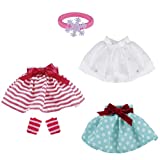 E-TING 3 Pcs Santa Couture Clothing Dress for elf (White Skirt + Green Polka Dot Skirt + Red-White Striped Skirt)