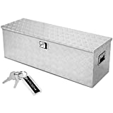 ARKSEN 49 Inch Heavy Duty Aluminum All Purpose Underbody Lock Storage Trailer Truck Trailer Chest Box Underbed Tools Organizer with Side Handle and Key Set – Silver