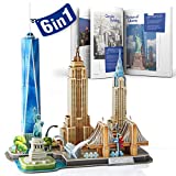 CubicFun 3D Puzzles for Kids Ages 8-10 New York Cityline Architecture Building, 3D Puzzles for Adults Collection Gift Keepsake, Statue of Liberty, Empire State Building, Chrysler Building 123 Pieces