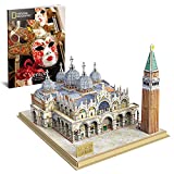 CubicFun 3D Italy Puzzles Models Architecture Kits for Adults and Kids,with National Geographic Booklet for Venice St.Mark's Square