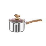 VENTION Sauce Pan with Lid, Stainless Steel Saucepan with Pour Spout, 2 Quart Small Pots for Cooking, Capsule Bottom