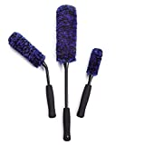 brushdepot Car Wheel Brushes 3-Piece Kit – Includes Angled Wheel Rim Brush tire woolies (3 Brushes) (Blue)