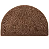 Mibao Half Round Doormat, 24 x 36 Non Slip Durable Welcome Door Mats, Boots Scraper Mats Indoor Outdoor Rug, Low-Profile Semicircle Door Mats for Entry, Garage, Patio, Heavy Duty, Easy Clean, Coffee