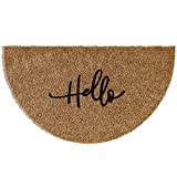 Barnyard Designs 'Hello' Half Circle Doormat, Half Round Indoor/Outdoor Non-Slip Rug, Front Door Welcome Mat for Outside Porch Entrance, Home Entryway Farmhouse Decor, 30" x 17"