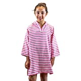 SAMMIMIS Kids Hooded Towel Beach Cover Up, 100% Turkish Cotton, Premium Quality Swim Robe Poncho for Girls & Boys (Pink/White, S)