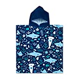 Baba & Bear Hooded Towel for Kids Swimsuit Cover Up for Beach, Pool, Bath (Shark)