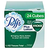 Puffs Plus Lotion with Vicks Facial Tissues, 24 Cubes, 48 Tissues per Box