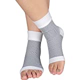 HLTPRO Plantar Fasciitis Socks with Arch and Ankle Support for Men & Women – Best Foot Compression Sleeve for Heel Pain, Achilles Tendonitis and Swelling (1 Pairs,White, Small/Medium)