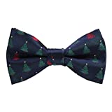 Alizeal Toddler Navy Background with Christmas Tree Pattern Pre-tied Party Bow Tie, 010-S