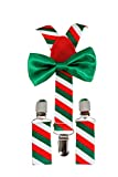 Christmas Holiday Candy Cane Bowties & Suspender Combos Adult Kids Baby (CC Green Solid (baby toddler)