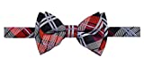 Retreez Elegant Tartan Plaid Check Woven Microfiber Pre-tied Boy's Bow Tie - Black and Red - 24 months - 4 years