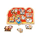 Melissa & Doug Farm Animals Jumbo Knob Wooden Puzzle - Wooden Peg Chunky Baby Puzzle, Preschoool Learning, Knob Puzzle Board For Toddlers Ages 1+