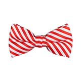 Jacob Alexander Men's Christmas Candy Cane Red White Stripe Pre-Tied Clip-On Bow Tie