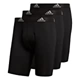 adidas Men's Performance Long Boxer Brief Underwear (3-Pack), Black/Light Onix Grey, Medium